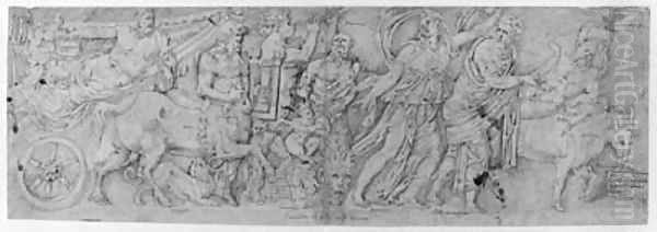 A classical Frieze of a Procession with mythological Figures and Animals Oil Painting by Netherlandish School