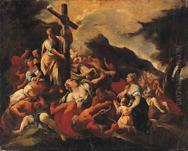 Moses and the Brazen Serpent Oil Painting by Giuseppe Simonelli