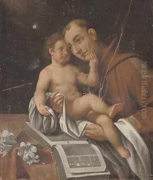 Saint Francis holding the Christ Child Oil Painting by Emilian School