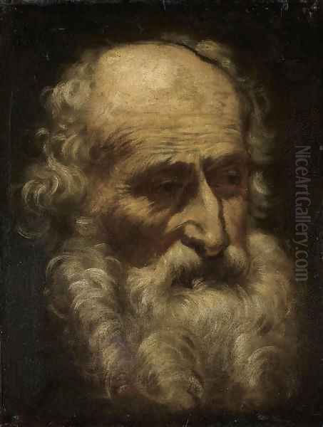 Head of a bearded man Oil Painting by Emilian School