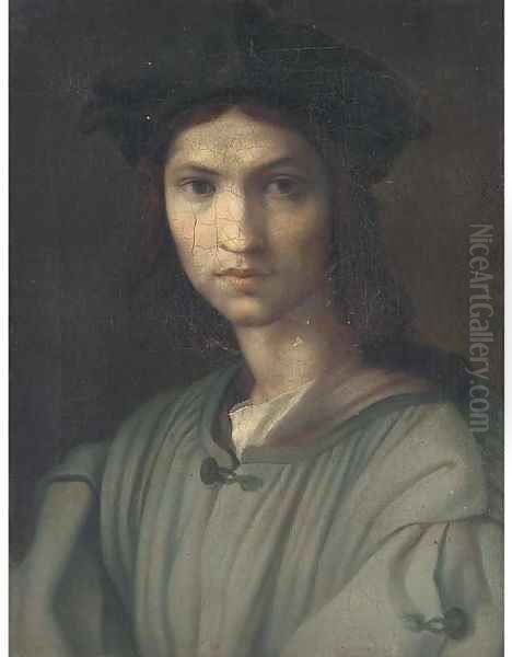 Portrait of a young man, bust-length Oil Painting by Andrea Del Sarto