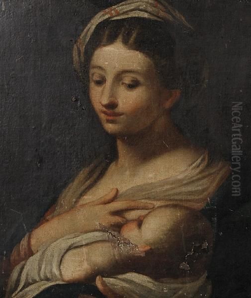 A Mother Holding Her Baby Oil Painting by Francesco Trevisani