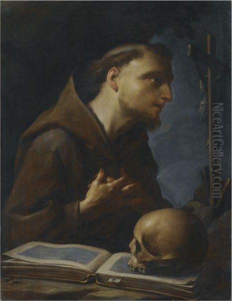 Saint Francis At Prayer Before The Crucifix Oil Painting by Francesco Trevisani