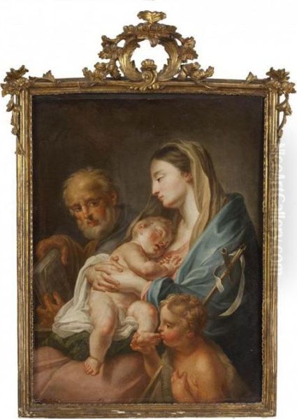 Sacra Famiglia Con San Giovannino Oil Painting by Francesco Trevisani