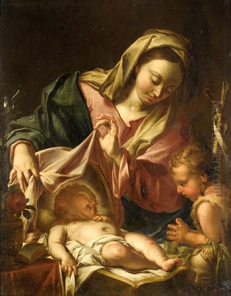 The Madonna And Child With The Infant Saint John The Baptist Oil Painting by Francesco Trevisani