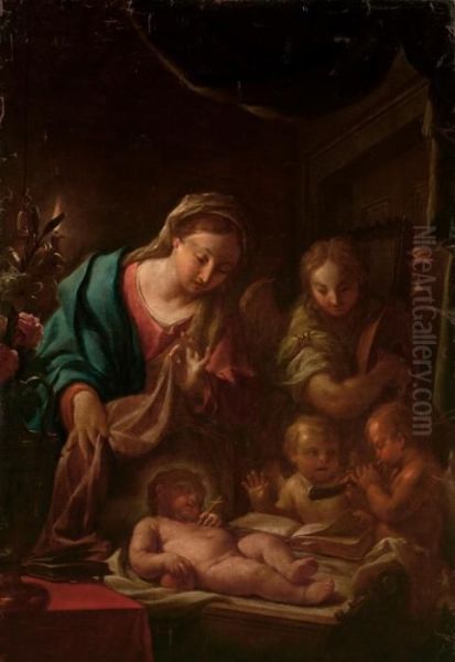 Madonna Con Il Bambino E Angeli Oil Painting by Francesco Trevisani