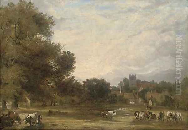 Aylesford Church, Kent Oil Painting by Arthur J. Stark