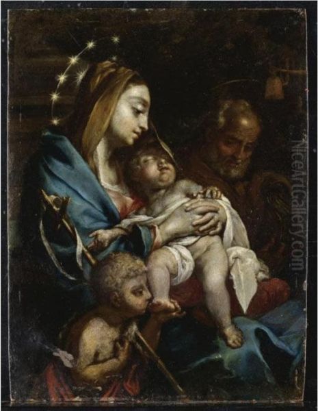 Sacra Famiglia Con San Giovannino Oil Painting by Francesco Trevisani