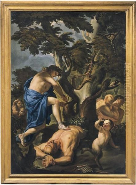 apollo E Marsia> E <apollo E Pan Oil Painting by Francesco Trevisani