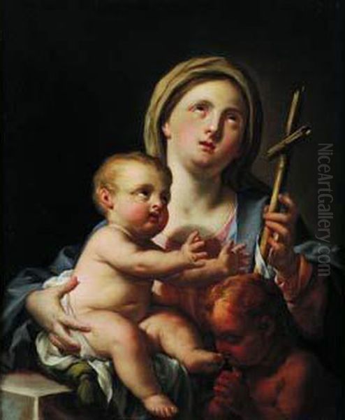 La Vierge A L'enfant Saint Jean Baptiste Oil Painting by Francesco Trevisani