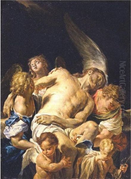 Dead Christ Supported By Angels Oil Painting by Francesco Trevisani