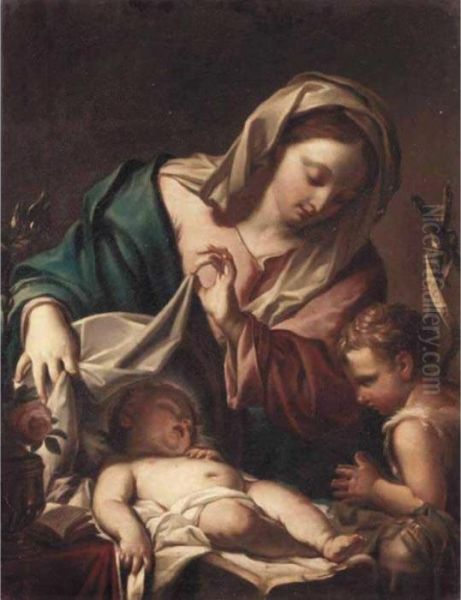 The Madonna And Child With The Infant Saint John The Baptist Oil Painting by Francesco Trevisani