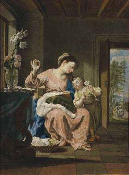 Madonna Che Cuce Oil Painting by Francesco Trevisani