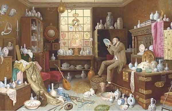 The porcelain connoisseur Oil Painting by Charles Spencelay