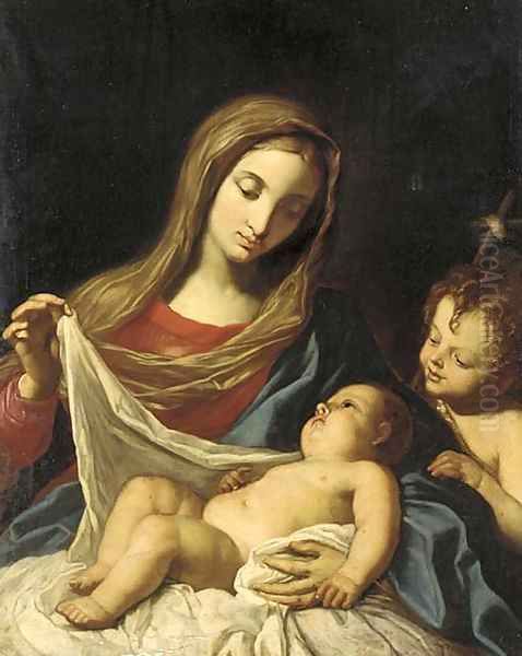 The Madonna and Child, with the Infant Saint John the Baptist Oil Painting by Elisabetta Sirani