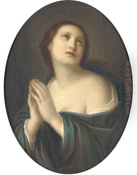 The Penitent Magdalen, in a feigned oval Oil Painting by Elisabetta Sirani