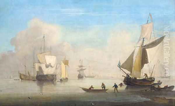 Warships and their ancilliary craft in the fleet anchorage Oil Painting by Francis Swaine