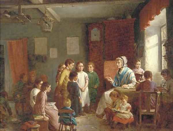 The reading lesson Oil Painting by George Smith