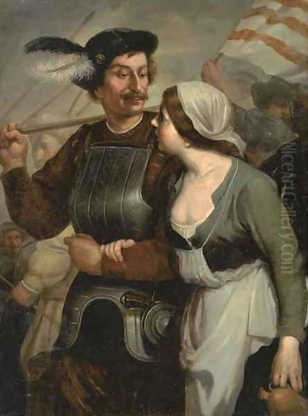 A soldier leaving for battle with a woman by his side Oil Painting by Gerard Seghers