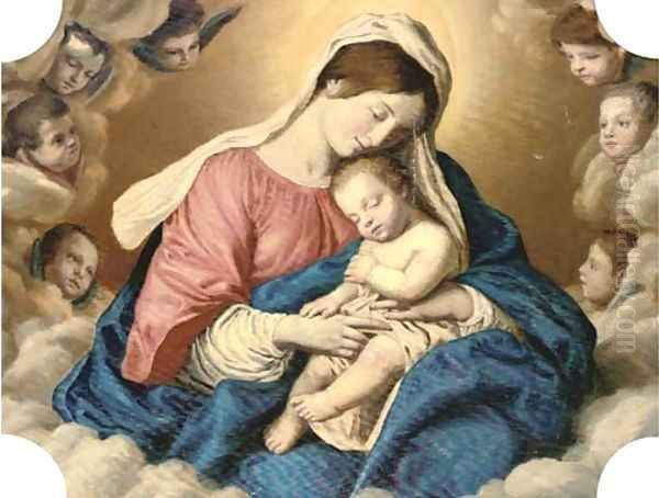 The Madonna and Child in Glory 2 Oil Painting by Giovanni Baptista Salvi, Called Sasseferroto