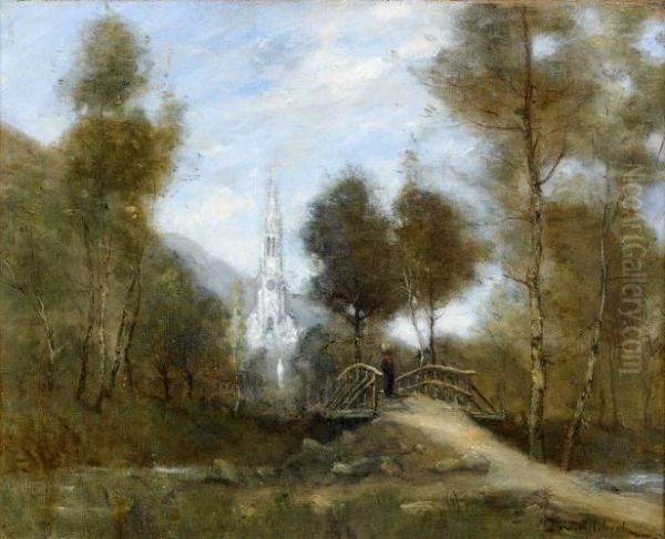 Paysage Au Pont Et A L'eglise Oil Painting by Paul Trouillebert