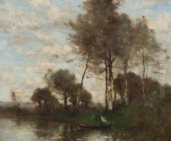 Poling Through The Marsh Oil Painting by Paul Trouillebert