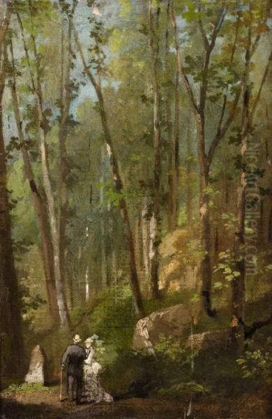 Promenade En Foret Oil Painting by Paul Trouillebert