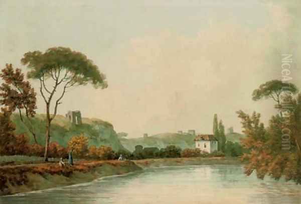 On the Tiber Oil Painting by John Warwick Smith