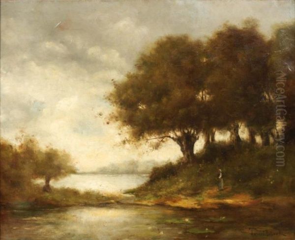 Femme Au Bord De La Riviere Oil Painting by Paul Trouillebert