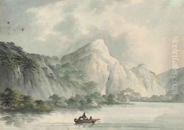 Lodore Falls Oil Painting by John Warwick Smith