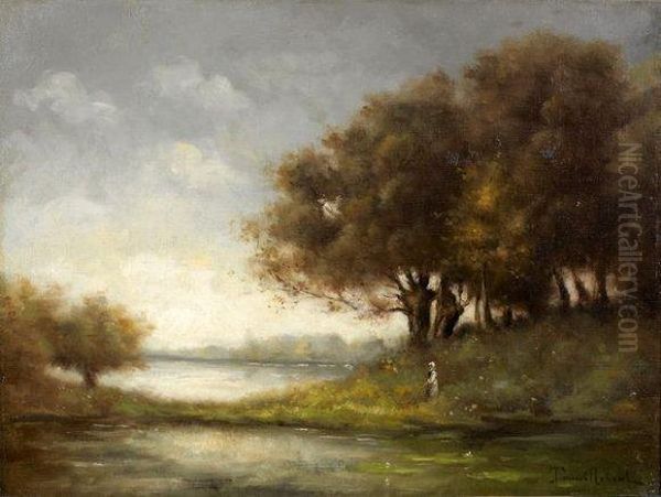 Paysanne Dans Un Paysage Oil Painting by Paul Trouillebert