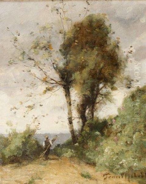 Porteur De Bois En Oree De Foret Oil Painting by Paul Trouillebert