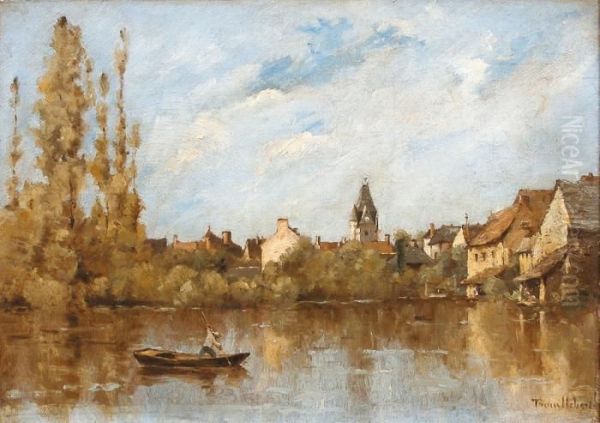 Le Village En Bord De Riviere Oil Painting by Paul Trouillebert