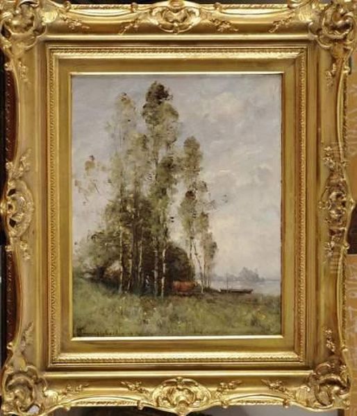 Bord De Riviere Animee Oil Painting by Paul Trouillebert