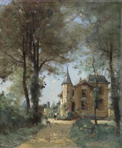 Chateau Dans Un Parc Oil Painting by Paul Trouillebert