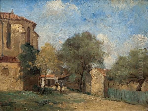 Une Rue Et Oliviers A Menton Oil Painting by Paul Trouillebert