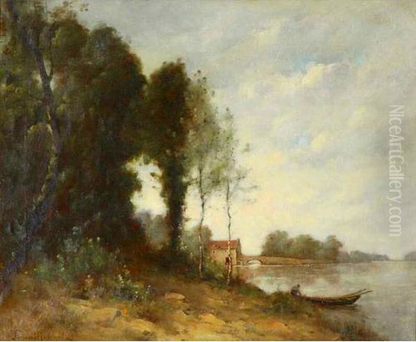 Paysage Au Bord De L'eau Oil Painting by Paul Trouillebert