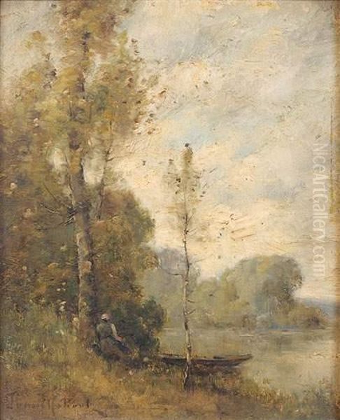 Paysanne Au Bord De L'eau Oil Painting by Paul Trouillebert