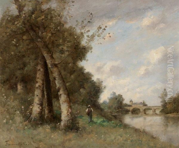 Le Pont Sur Le Cher Et La Soudre Aromorantin Oil Painting by Paul Trouillebert