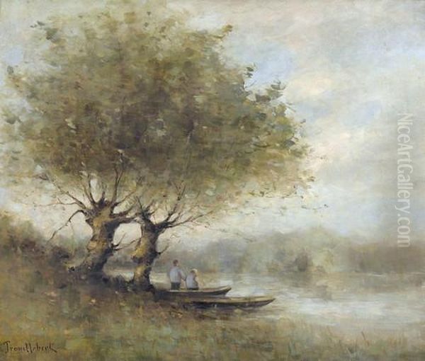 Zwei Angler Am Ufer Oil Painting by Paul Trouillebert