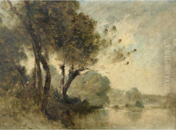 Arbres Au Bord D'un Fleuve Oil Painting by Paul Trouillebert