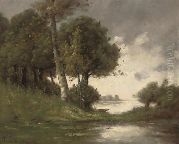 Vue D'un Cours D'eau Oil Painting by Paul Trouillebert