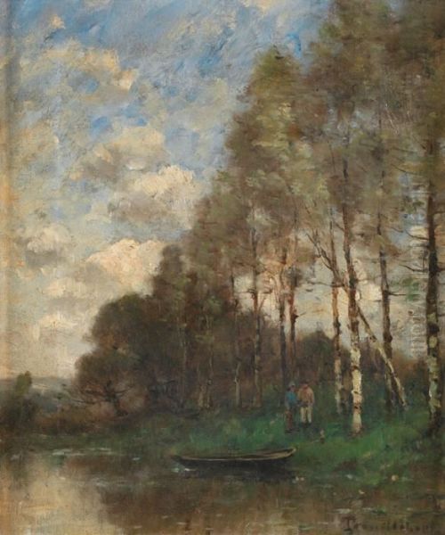 Chasseur Au Bord De L'eau Oil Painting by Paul Trouillebert