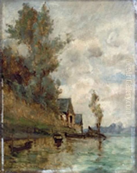 Maison De Bord De Riviere Oil Painting by Paul Trouillebert