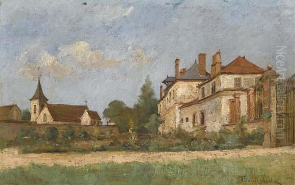 Le Chateau Pres De L'eglise Du Village Oil Painting by Paul Trouillebert