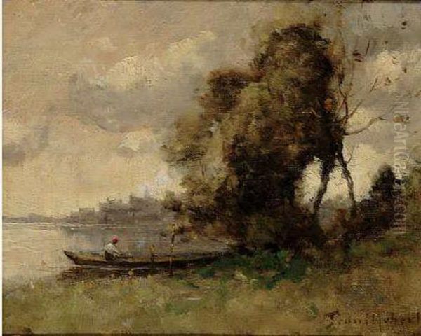 Barque Sur L'etang Oil Painting by Paul Trouillebert