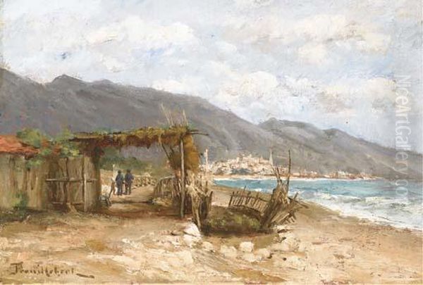 Vue De La Plage Oil Painting by Paul Trouillebert