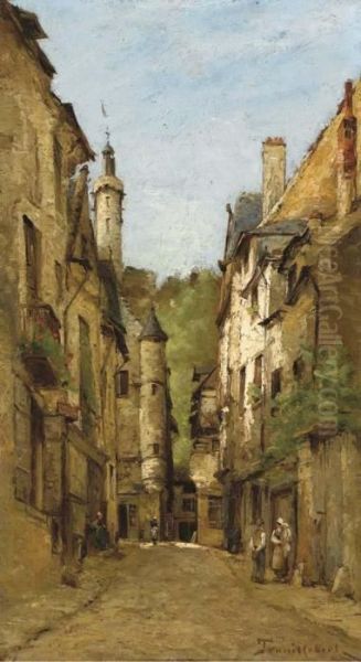 Chinon, La Rue Du Grand Carroi Oil Painting by Paul Trouillebert