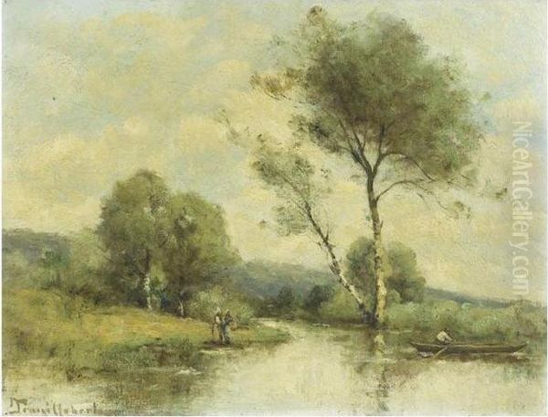 Bord De Riviere Oil Painting by Paul Trouillebert