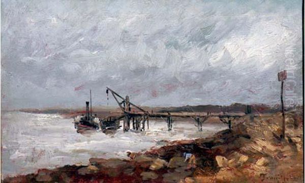 Bord De Mer Avec Bateaux Pres De La Jetee Oil Painting by Paul Trouillebert